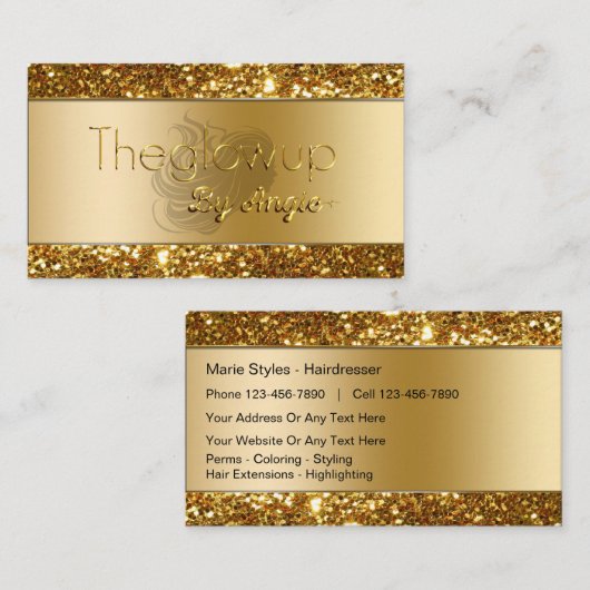 Cartes de visite chics de coiffeur de beauté (Devant / Derrière)