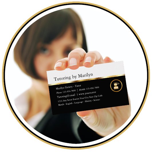 Cartes de visite chics de cours particuliers de