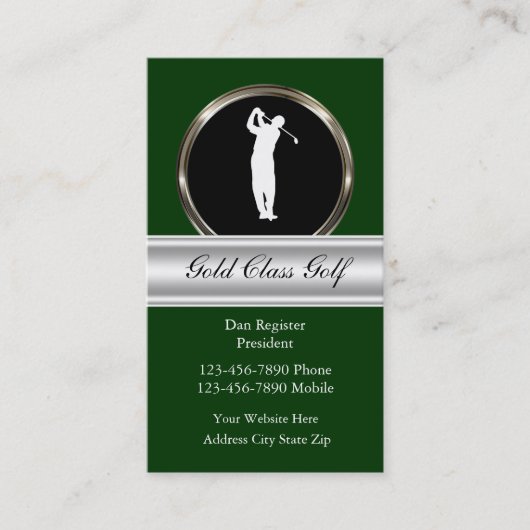 Cartes de visite chics de golf (Devant)
