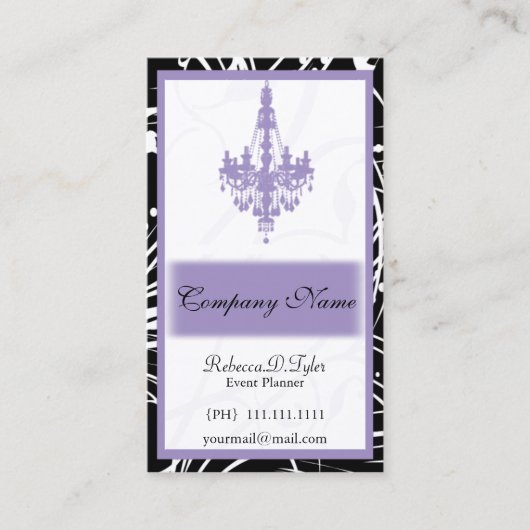 cartes de visite chics violets (Devant)
