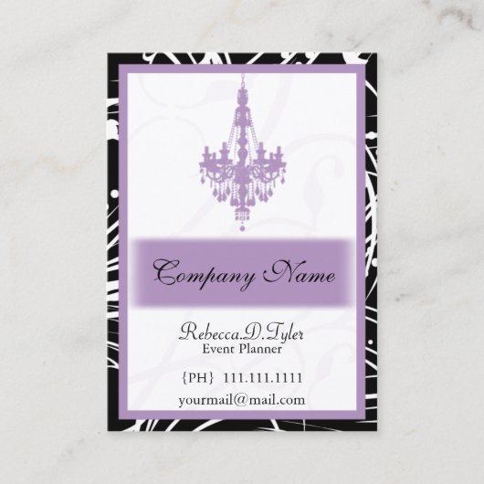 cartes de visite chics violets (Devant)