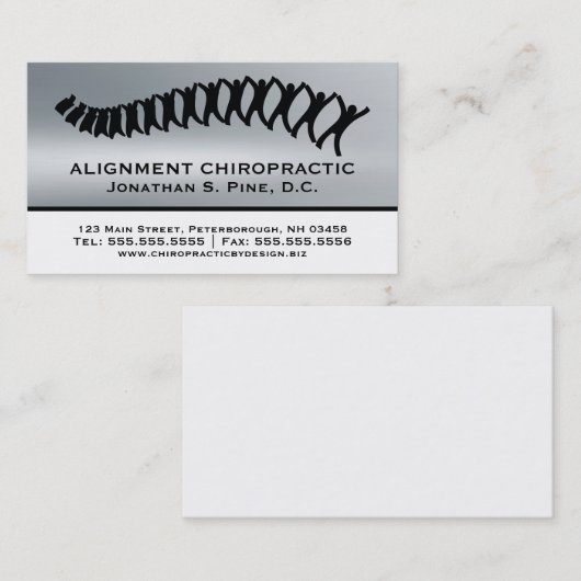 Cartes de visite chiropratiques à apparence métall (Devant / Derrière)