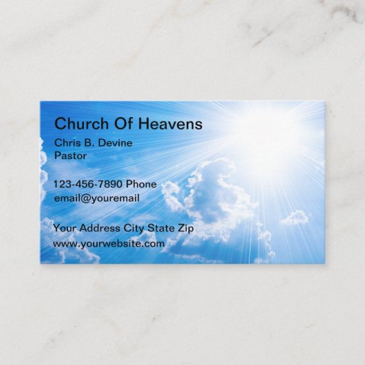 Cartes de visite Church Sky Sun Light Beams (Devant)
