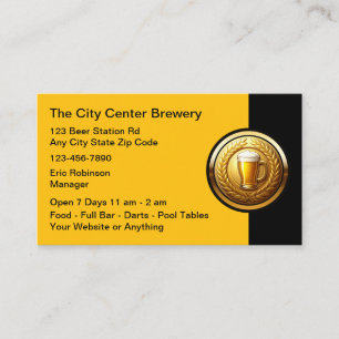 Cartes de visite classe pour brasserie de bière