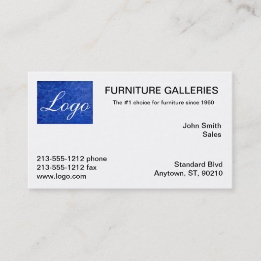 Cartes de visite Classique Logo Bleu Foncé (Devant)