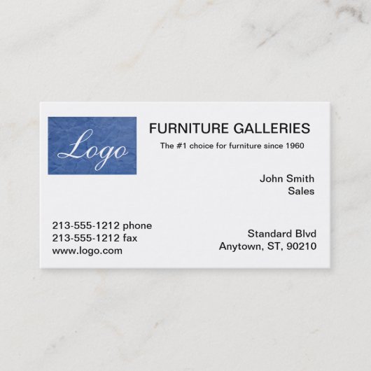 Cartes de visite classiques logo bleu clair (Devant)