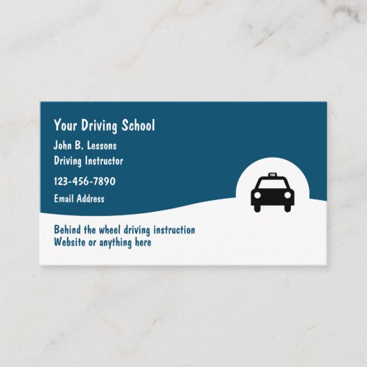 Cartes de visite classiques pour école de conduite (Devant)