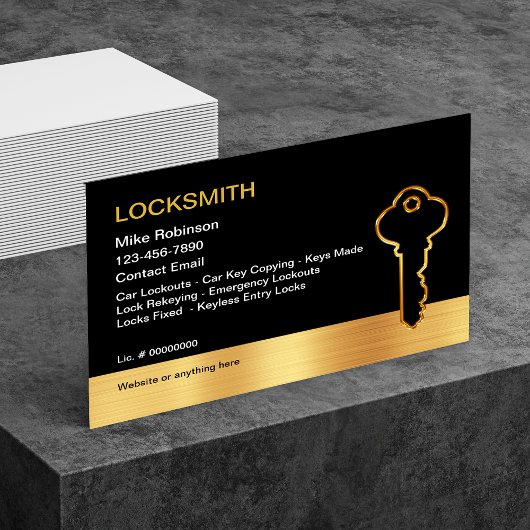 Cartes de visite Classy Locksmith Gold House Key