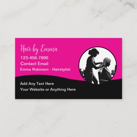 Cartes de visite Coiffeurs tendance en rose (Devant)