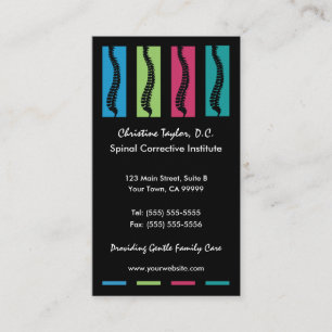 Cartes de visite colorés de chiropractie