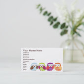 Cartes de visite colorés de hiboux (Debout devant)