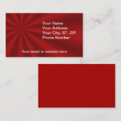 Cartes de visite colorés Red Starburst (Devant / Derrière)