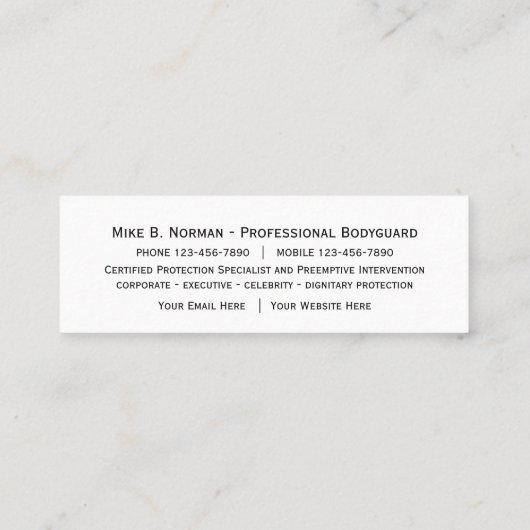 Cartes de visite Compact Professionnels de garde d (Dos)