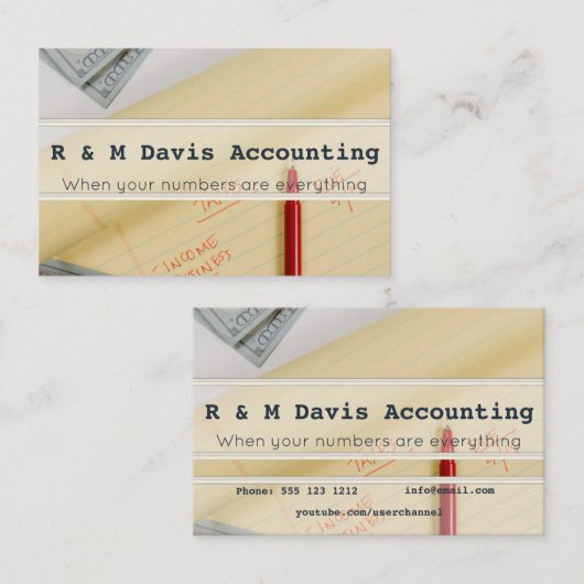 Cartes de visite comptables (Devant / Derrière)