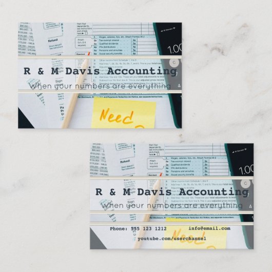 Cartes de visite comptables (Devant / Derrière)
