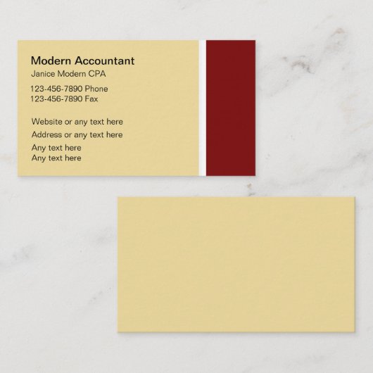 Cartes de visite comptables modernes (Devant / Derrière)