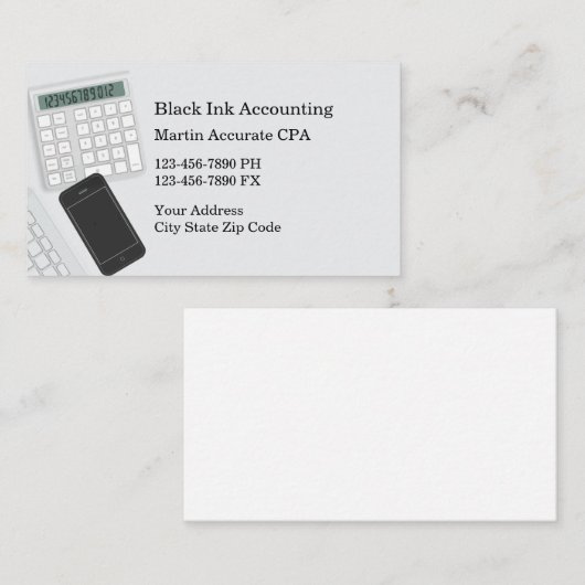Cartes de visite comptables simples et modernes (Devant / Derrière)