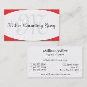 Cartes de visite concaves de rouge de monogramme (Devant / Derrière)