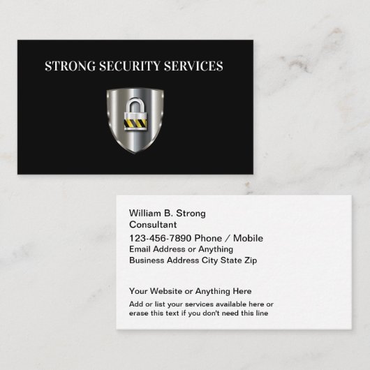 Cartes de visite Cool Business Security Services (Devant / Derrière)