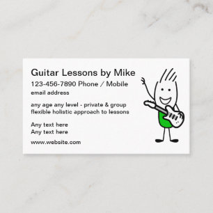 Cartes de visite cool pour cours de guitare