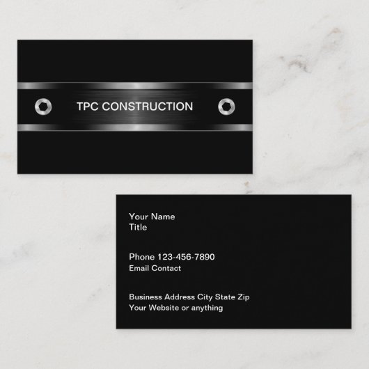 Cartes de visite cool pour entreprise de construct (Devant / Derrière)