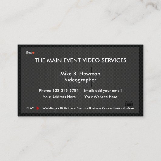 Cartes de visite cool pour vidéaste (Devant)