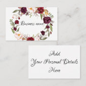 Cartes de visite - couronne florale personnalisée (Devant / Derrière)