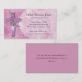 Cartes de visite : Croix violette aux fleurs roses (Devant / Derrière)