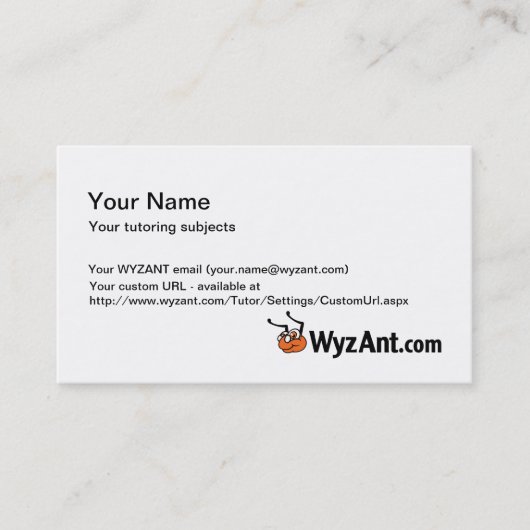 Cartes de visite customisés de WyzAnt (Devant)