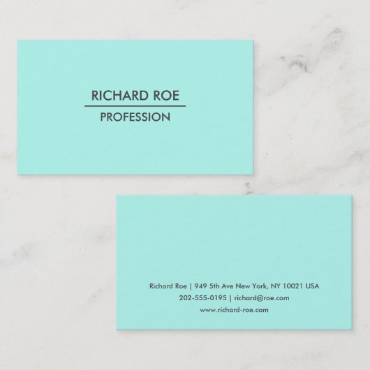 Cartes de visite cyan professionnels simples (Devant / Derrière)