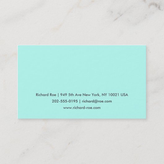 Cartes de visite cyan professionnels simples (Dos)