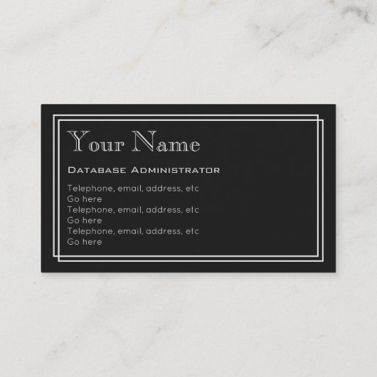 Cartes de visite d'Admin de base de données "de (Dos)