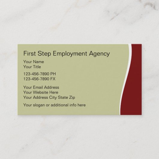 Cartes de visite d'agence de placement (Devant)