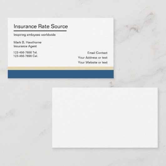 Cartes de visite d'agent d'assurance (Devant / Derrière)