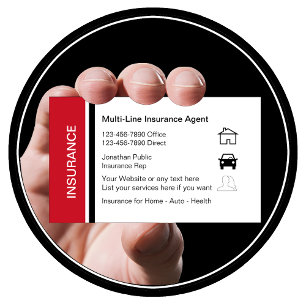 Cartes de visite d'agent d'assurance