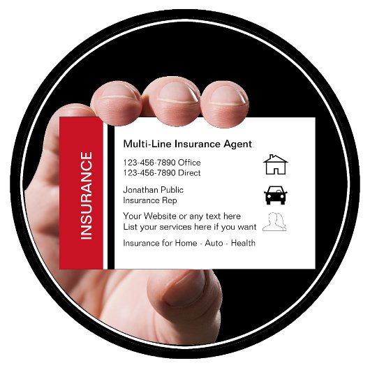 Cartes de visite d'agent d'assurance