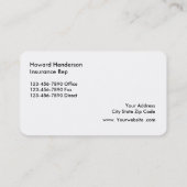 Cartes de visite d'agent d'assurance (Dos)