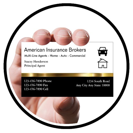 Cartes de visite d'agent d'assurance élégantes