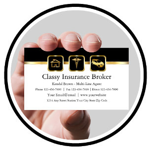 Cartes de visite d'agent d'assurance élégantes