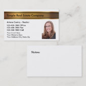 Cartes de visite d'agent immobilier de photo (Devant / Derrière)