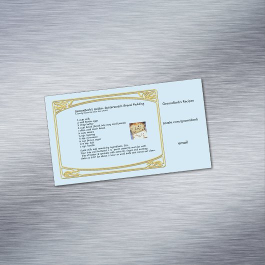 Cartes de visite d'aimant de recette (In Situ)