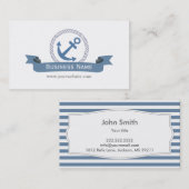 Cartes de visite d'Ancre bleu monogramme nautique (Devant / Derrière)