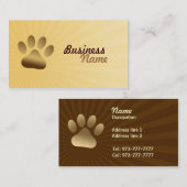 Cartes de visite d'animal familier (Devant / Derrière)