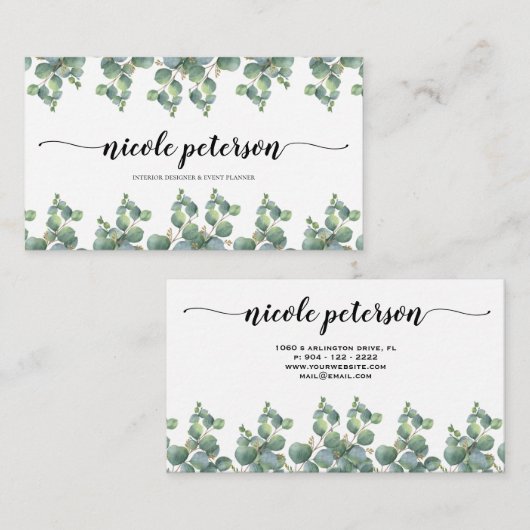 Cartes de visite d'aquarelle (Devant / Derrière)