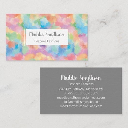 Cartes de visite d'aquarelle d'arc-en-ciel (Devant / Derrière)