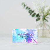 cartes de visite d'aquarelle de palmier tropical (Debout devant)