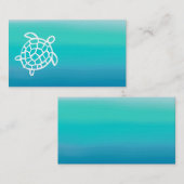 Cartes de visite d'aquarelle d'océan de tortue de (Devant / Derrière)