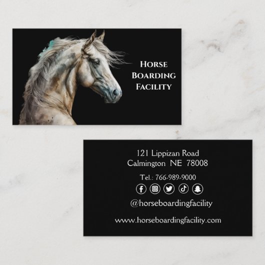 Cartes de visite d'aquarelle du cheval blanc (Devant / Derrière)