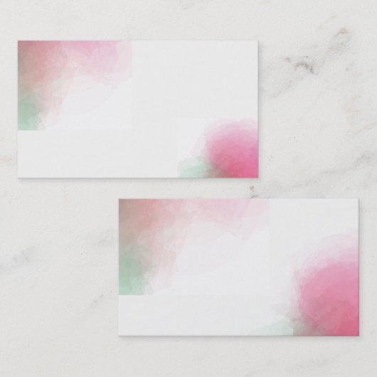 Cartes de visite d'aquarelle rose (Devant / Derrière)