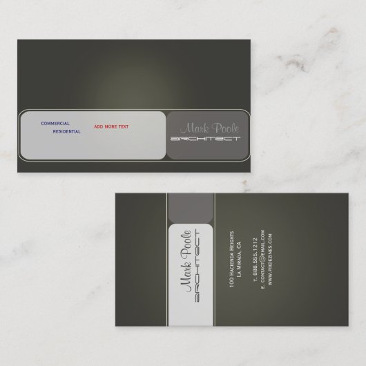 cartes de visite d'architectes branchés (Devant / Derrière)